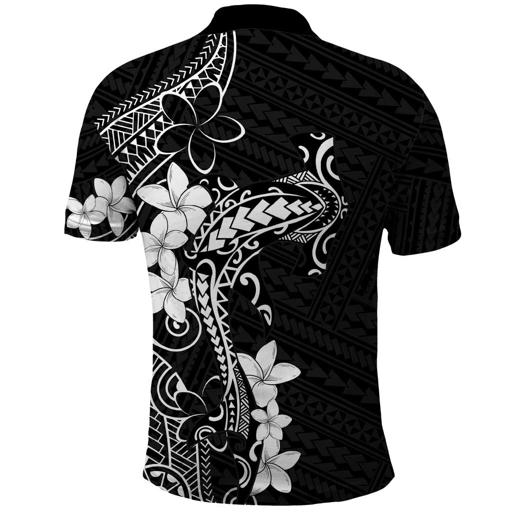 Black Hawaii Polo Shirt Hammerhead Shark Tattoo Curve Polynesian - Polynesian Pride