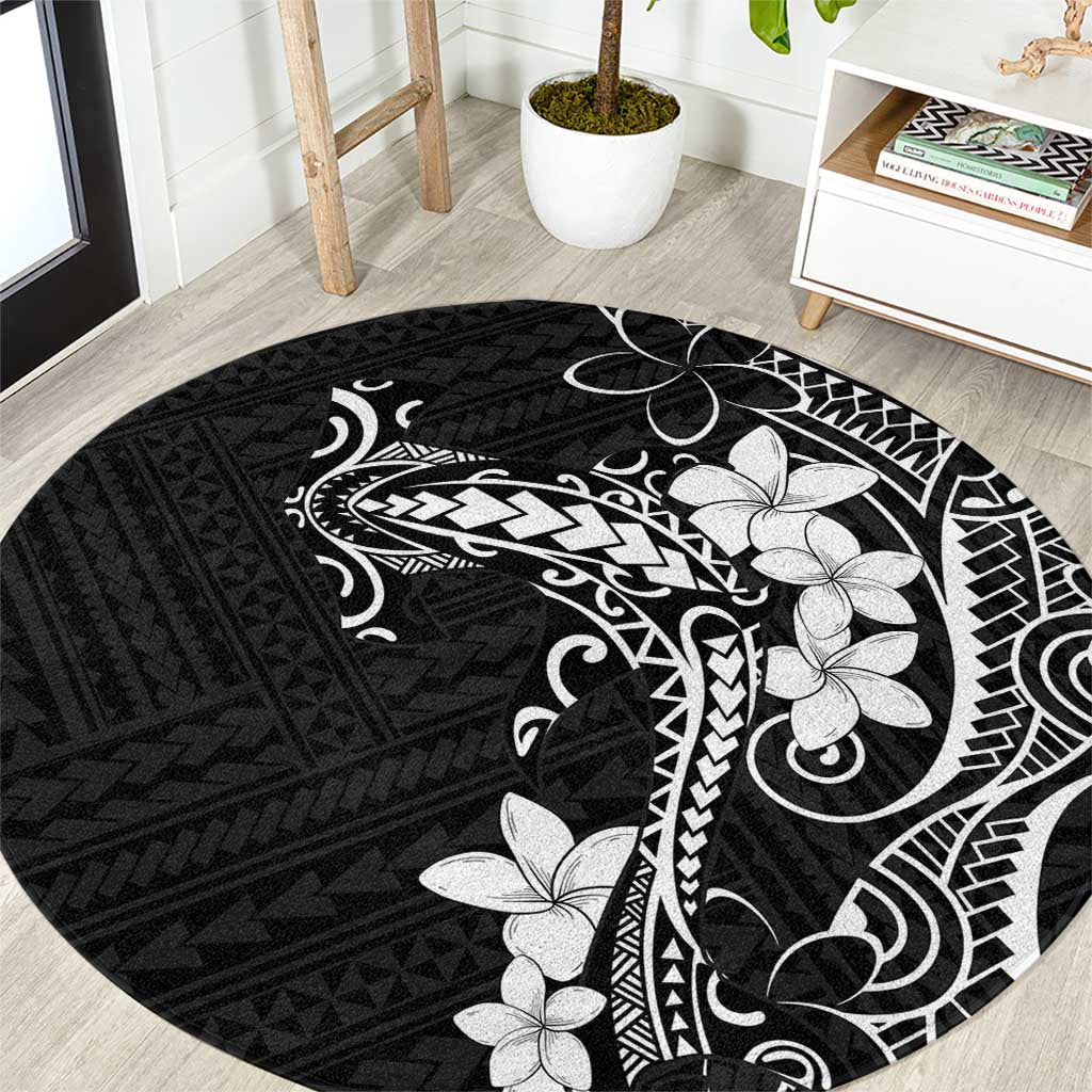 Black Hawaii Round Carpet Hammerhead Shark Tattoo Curve Polynesian LT14 Black - Polynesian Pride