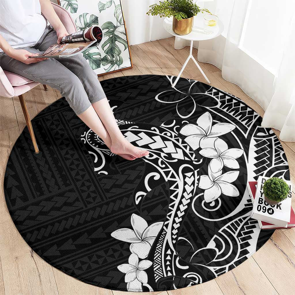 Black Hawaii Round Carpet Hammerhead Shark Tattoo Curve Polynesian LT14 - Polynesian Pride