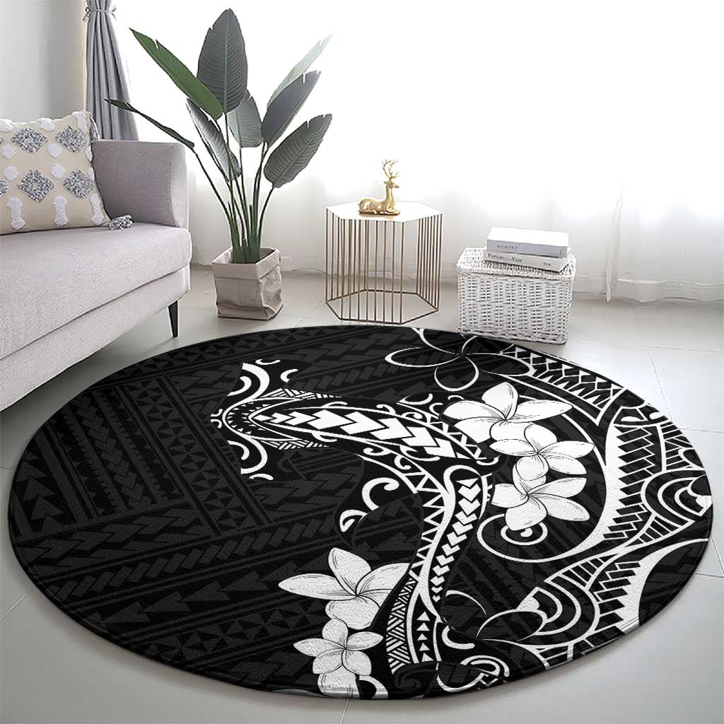 Black Hawaii Round Carpet Hammerhead Shark Tattoo Curve Polynesian LT14 - Polynesian Pride