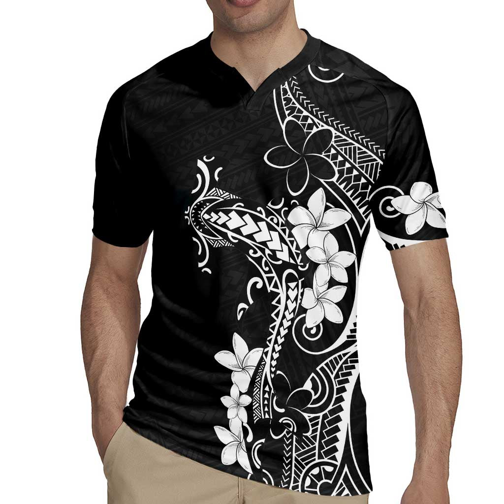 Black Hawaii Rugby Jersey Hammerhead Shark Tattoo Curve Polynesian - Polynesian Pride