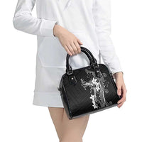 Black Hawaii Shoulder Handbag Hammerhead Shark Tattoo Curve Polynesian - Polynesian Pride