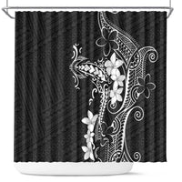 Black Hawaii Shower Curtain Hammerhead Shark Tattoo Curve Polynesian LT14 Black - Polynesian Pride