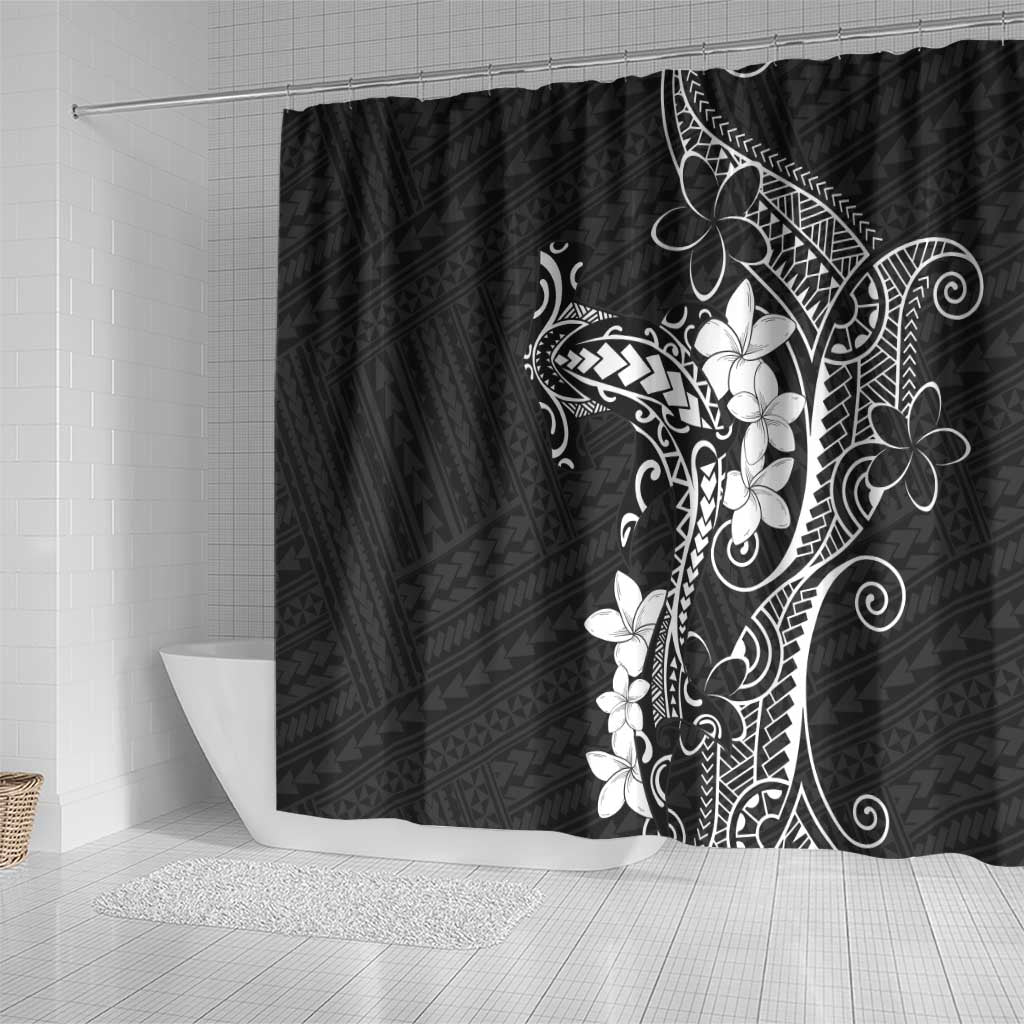 Black Hawaii Shower Curtain Hammerhead Shark Tattoo Curve Polynesian LT14 - Polynesian Pride