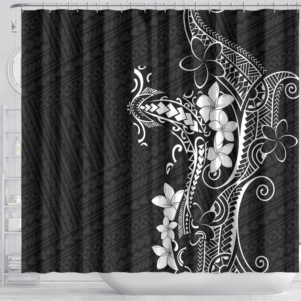 Black Hawaii Shower Curtain Hammerhead Shark Tattoo Curve Polynesian LT14 - Polynesian Pride