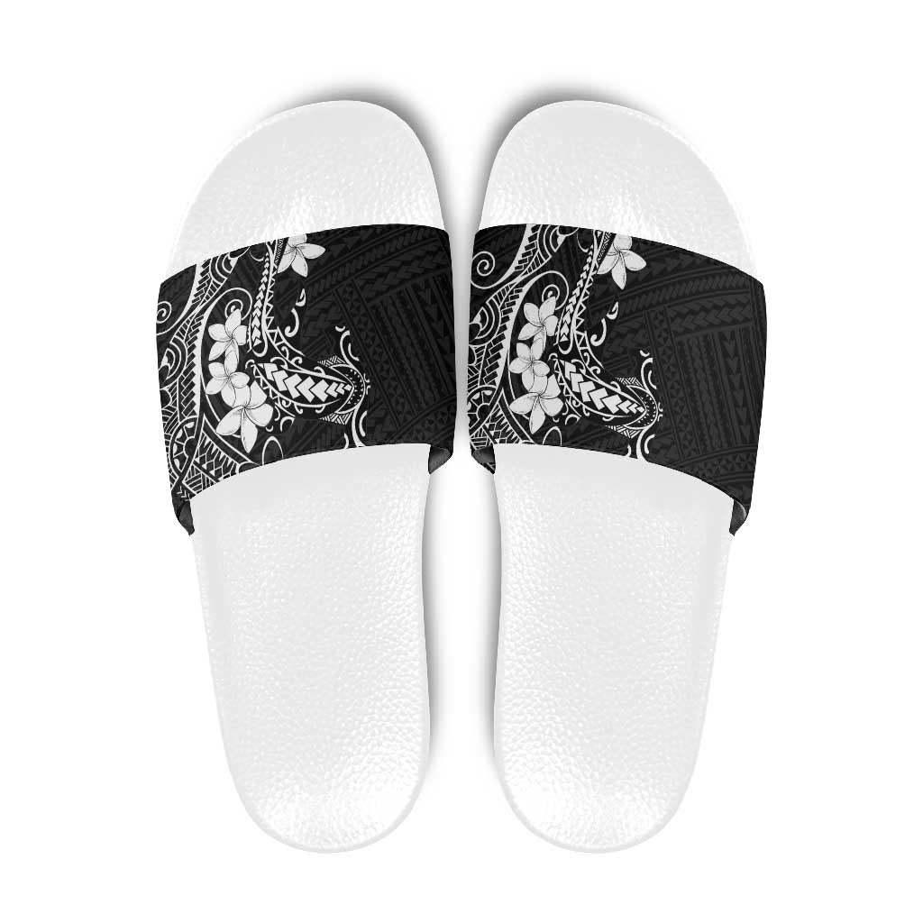 Black Hawaii Slide Sandals Hammerhead Shark Tattoo Curve Polynesian - Polynesian Pride