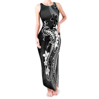 Black Hawaii Tank Maxi Dress Hammerhead Shark Tattoo Curve Polynesian - Polynesian Pride