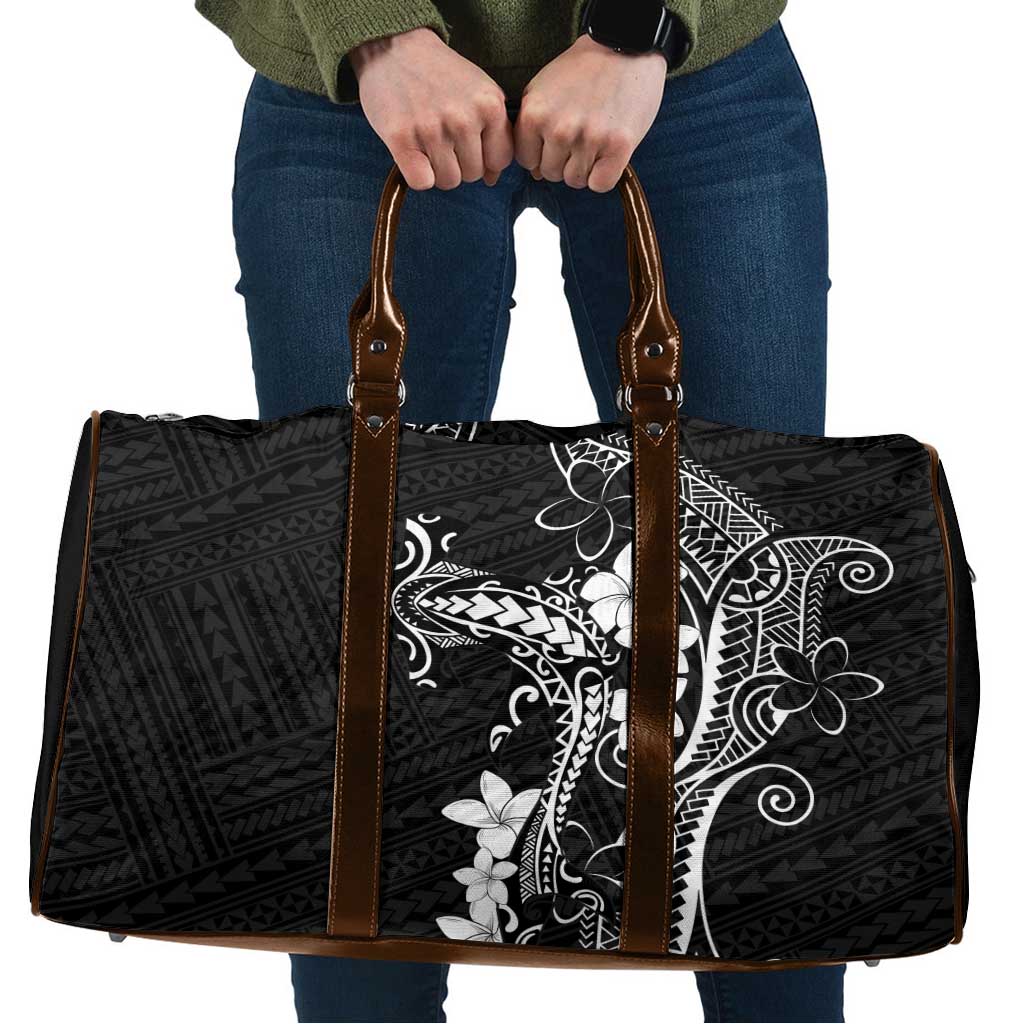 Black Hawaii Travel Bag Hammerhead Shark Tattoo Curve Polynesian - Polynesian Pride