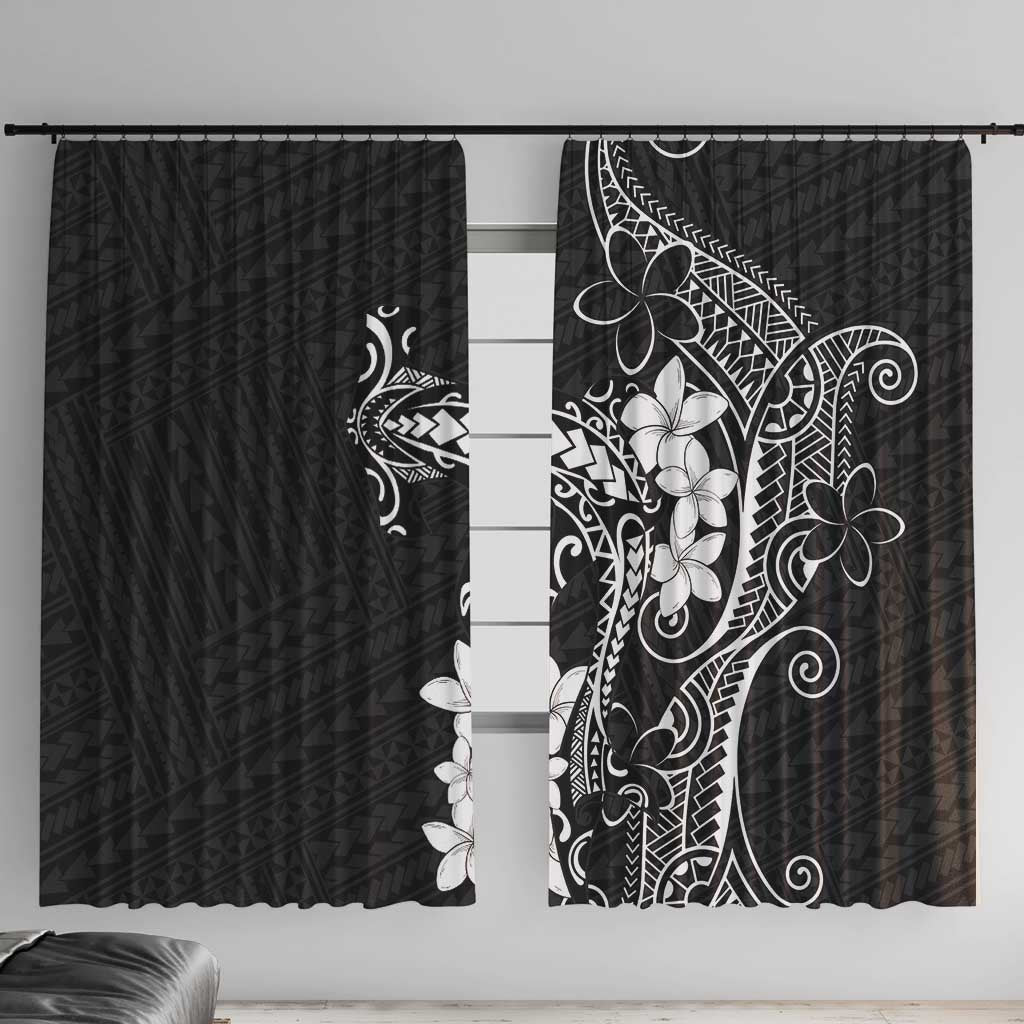 Black Hawaii Window Curtain Hammerhead Shark Tattoo Curve Polynesian LT14 With Hooks Black - Polynesian Pride