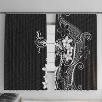 Black Hawaii Window Curtain Hammerhead Shark Tattoo Curve Polynesian LT14 With Hooks Black - Polynesian Pride