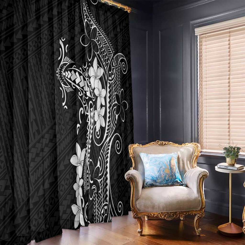 Black Hawaii Window Curtain Hammerhead Shark Tattoo Curve Polynesian LT14 - Polynesian Pride