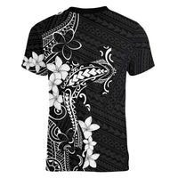 Black Hawaii Women V-Neck T-Shirt Hammerhead Shark Tattoo Curve Polynesian - Polynesian Pride
