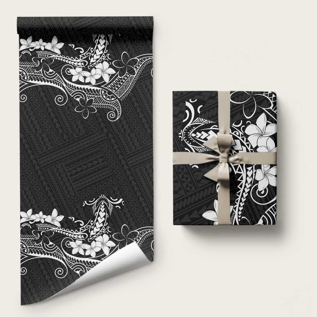 Black Hawaii Wrapping Paper Hammerhead Shark Tattoo Curve Polynesian LT14 58" × 23" Black - Polynesian Pride