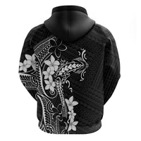 Black Hawaii Zip Hoodie Hammerhead Shark Tattoo Curve Polynesian - Polynesian Pride