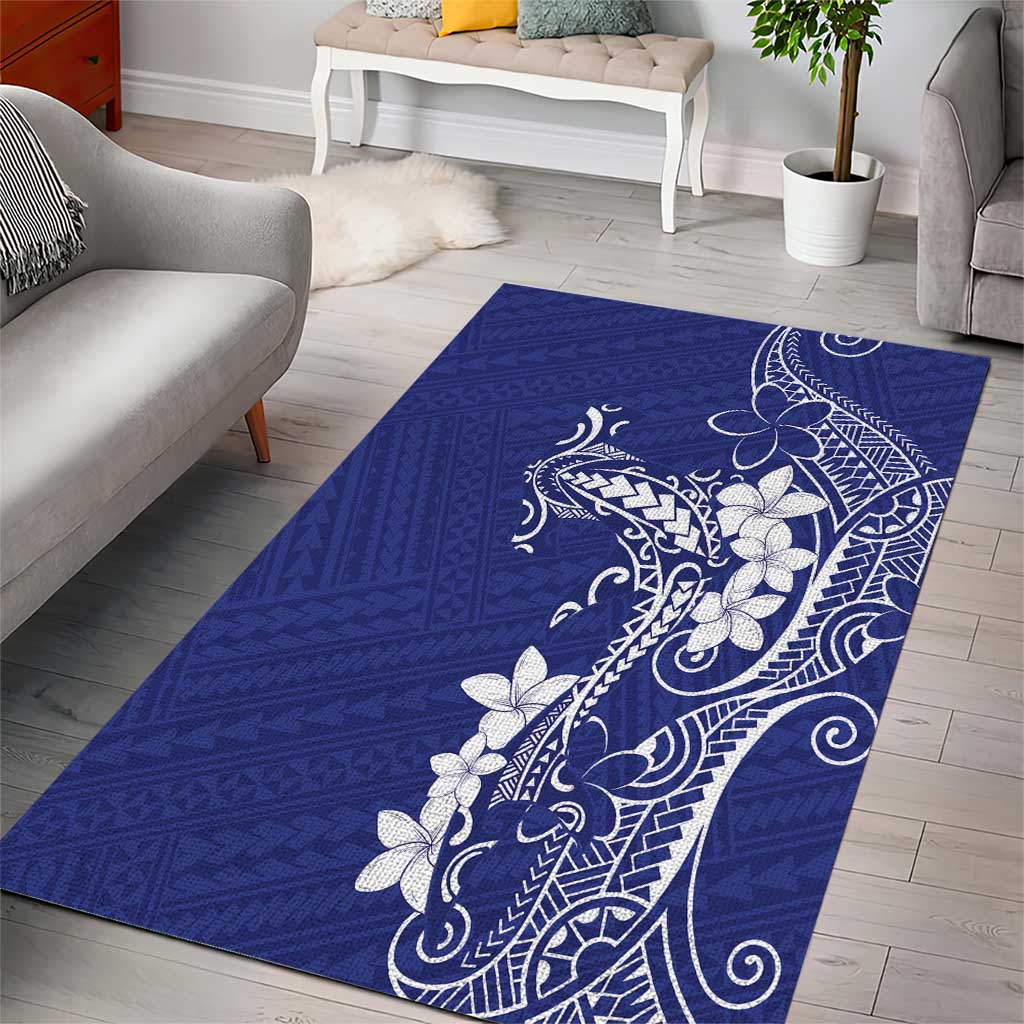 Blue Hawaii Area Rug Hammerhead Shark Tattoo Curve Polynesian - Polynesian Pride