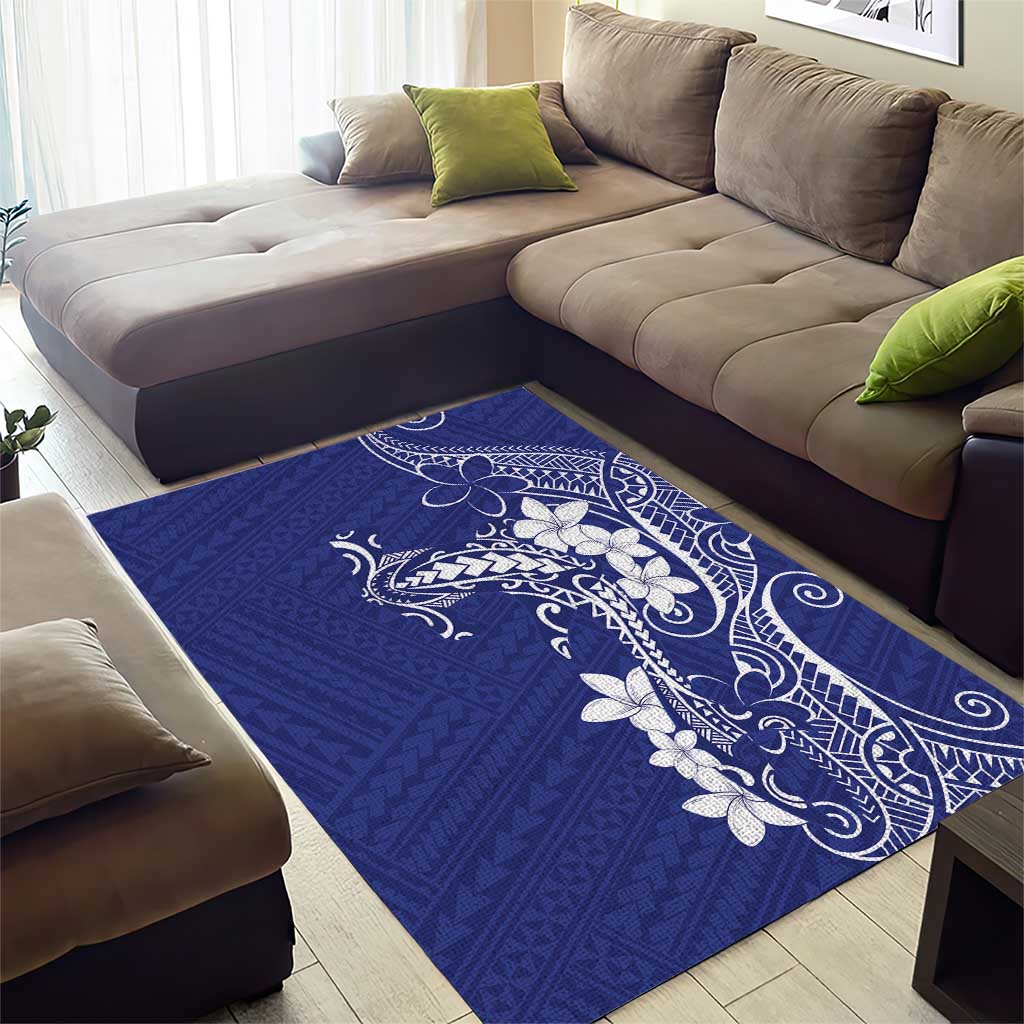 Blue Hawaii Area Rug Hammerhead Shark Tattoo Curve Polynesian - Polynesian Pride