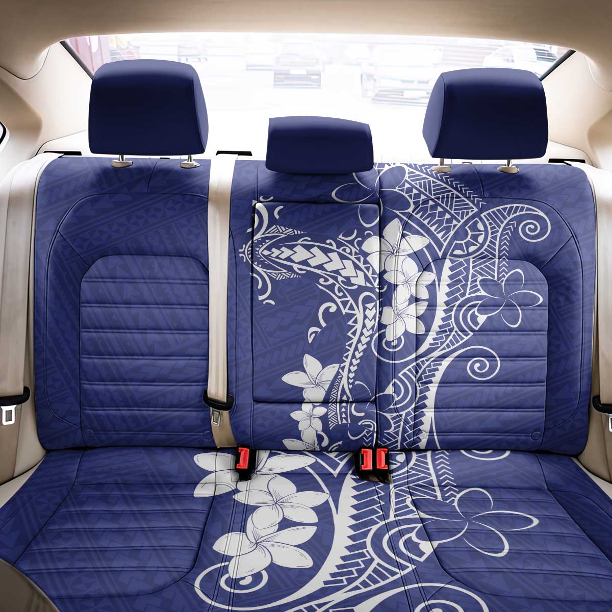 Blue Hawaii Back Car Seat Cover Hammerhead Shark Tattoo Curve Polynesian LT14 - Polynesian Pride