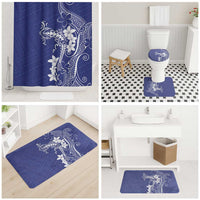 Blue Hawaii Bathroom Set Hammerhead Shark Tattoo Curve Polynesian - Polynesian Pride