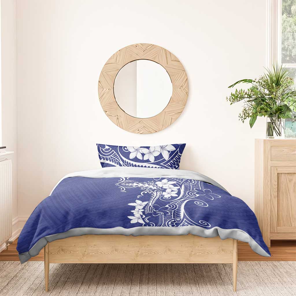 Blue Hawaii Bedding Set Hammerhead Shark Tattoo Curve Polynesian - Polynesian Pride