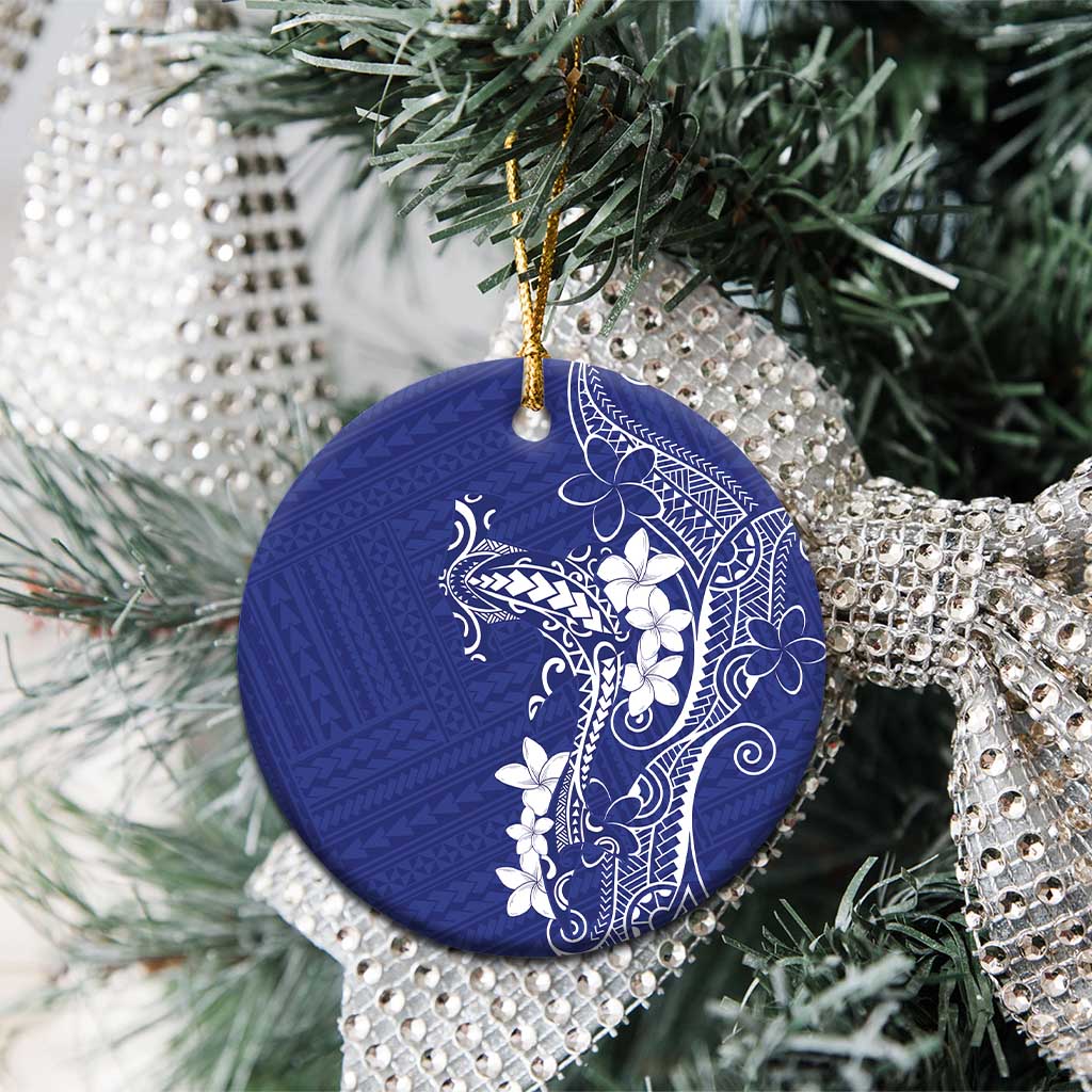 Blue Hawaii Ceramic Ornament Hammerhead Shark Tattoo Curve Polynesian - Polynesian Pride