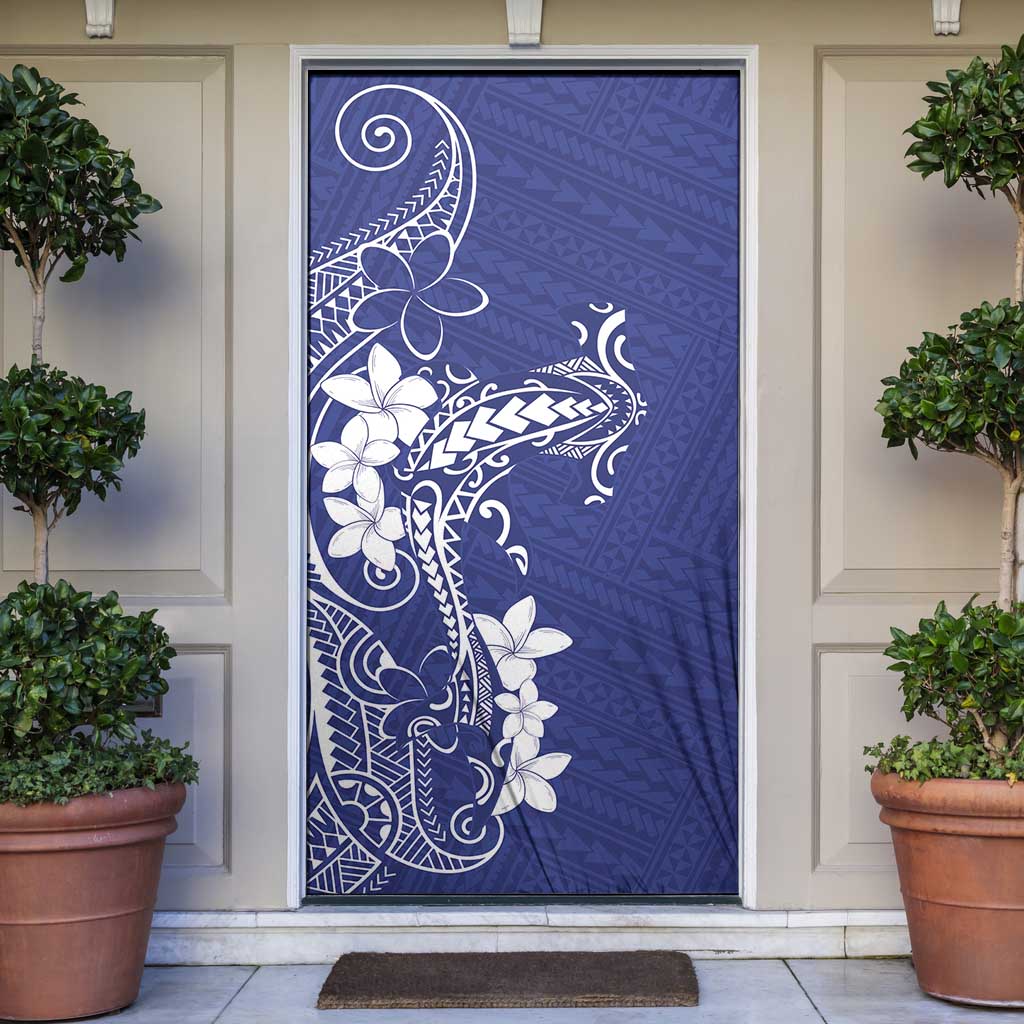 Blue Hawaii Door Cover Hammerhead Shark Tattoo Curve Polynesian - Polynesian Pride
