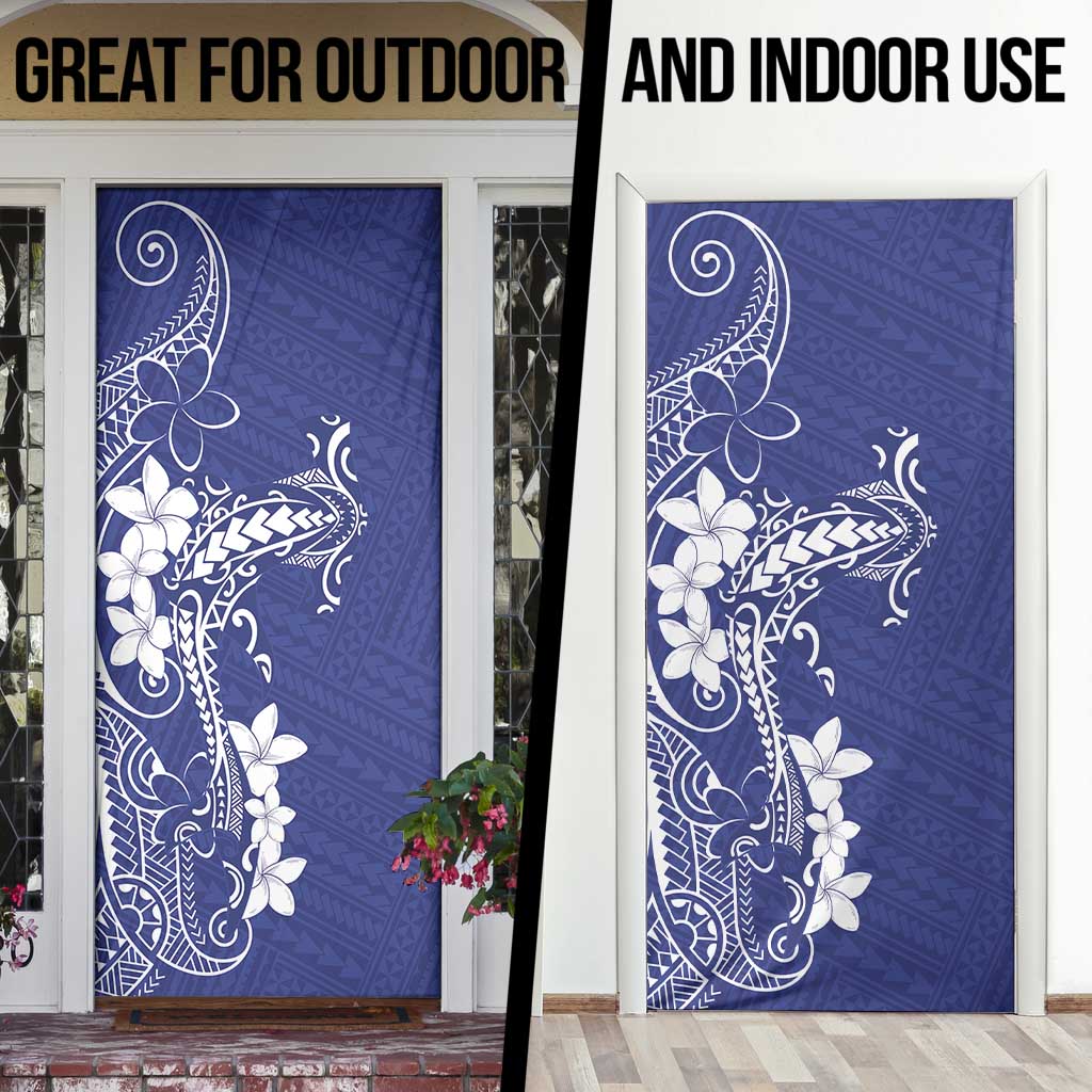 Blue Hawaii Door Cover Hammerhead Shark Tattoo Curve Polynesian - Polynesian Pride