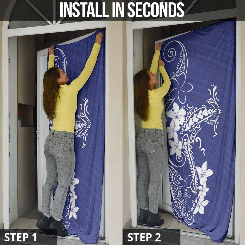 Blue Hawaii Door Cover Hammerhead Shark Tattoo Curve Polynesian - Polynesian Pride