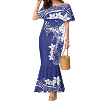 Blue Hawaii Family Matching Mermaid Dress and Hawaiian Shirt Hammerhead Shark Tattoo Curve Polynesian - Polynesian Pride