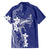 Blue Hawaii Family Matching Off The Shoulder Long Sleeve Dress and Hawaiian Shirt Hammerhead Shark Tattoo Curve Polynesian - Polynesian Pride