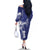 Blue Hawaii Family Matching Off The Shoulder Long Sleeve Dress and Hawaiian Shirt Hammerhead Shark Tattoo Curve Polynesian - Polynesian Pride