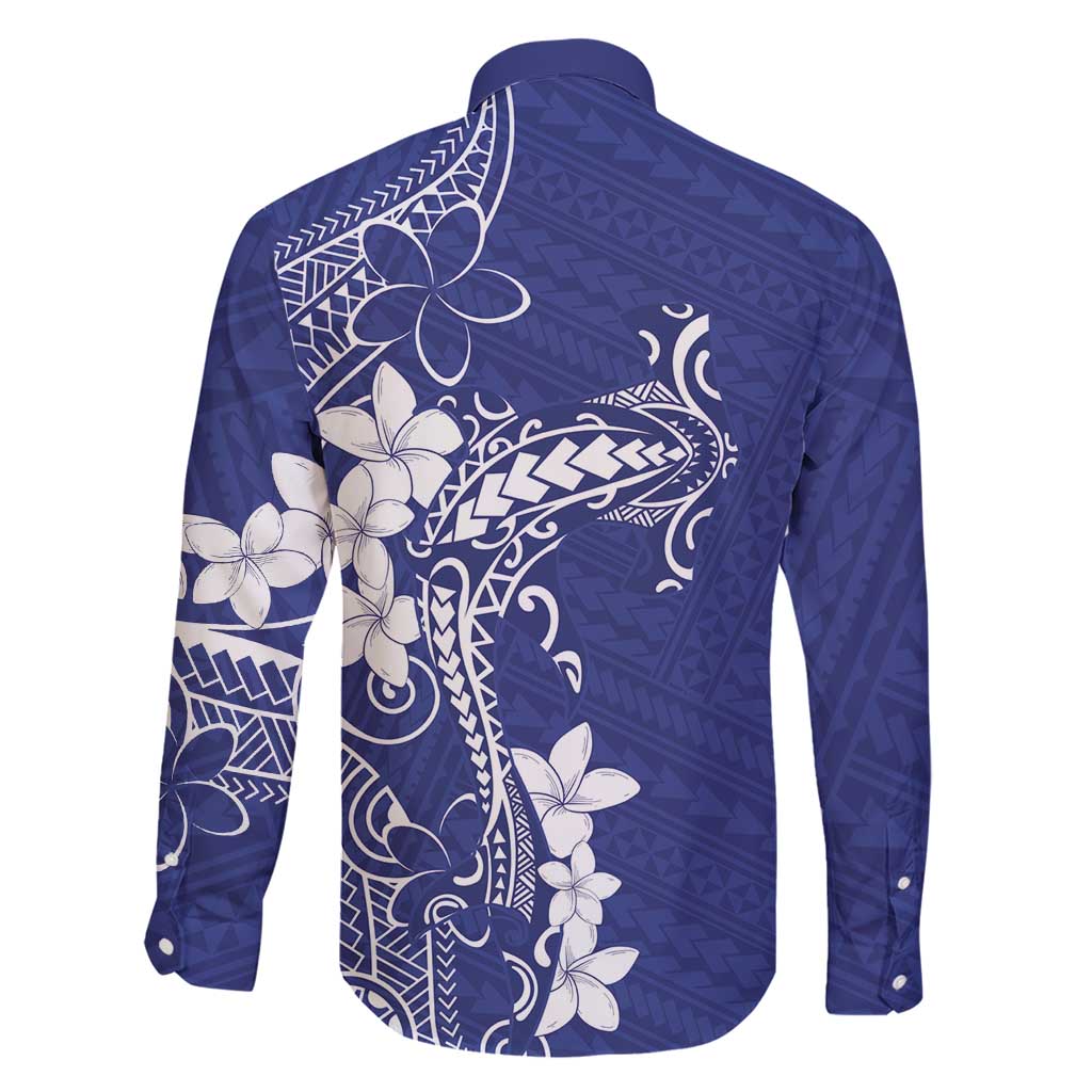 Blue Hawaii Family Matching Short Sleeve Bodycon Dress and Hawaiian Shirt Hammerhead Shark Tattoo Curve Polynesian - Polynesian Pride