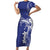 Blue Hawaii Family Matching Short Sleeve Bodycon Dress and Hawaiian Shirt Hammerhead Shark Tattoo Curve Polynesian - Polynesian Pride