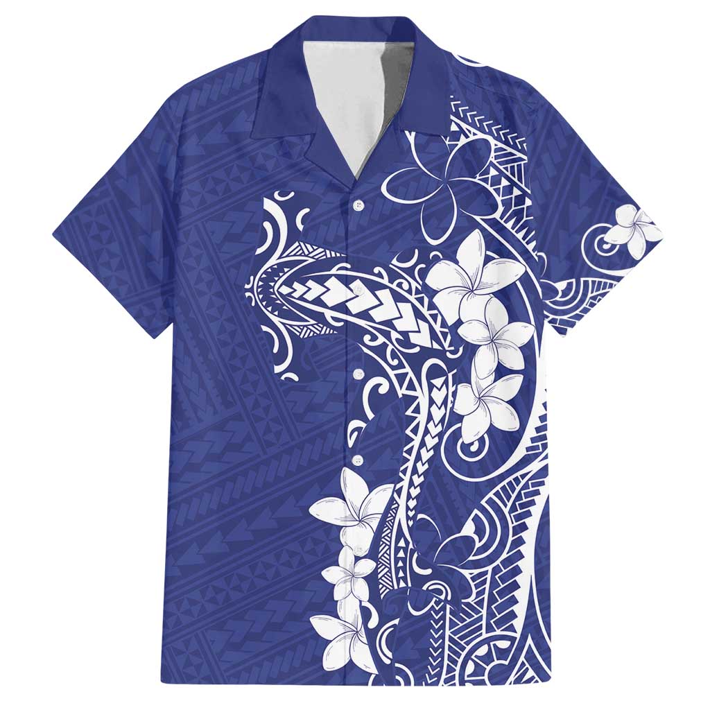 Blue Hawaii Family Matching Summer Maxi Dress and Hawaiian Shirt Hammerhead Shark Tattoo Curve Polynesian - Polynesian Pride