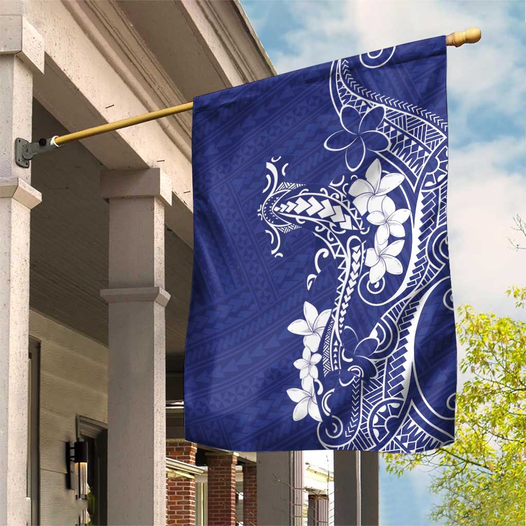 Blue Hawaii Garden Flag Hammerhead Shark Tattoo Curve Polynesian LT14 House Flag Blue - Polynesian Pride