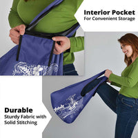 Blue Hawaii Grocery Bag Hammerhead Shark Tattoo Curve Polynesian - Polynesian Pride