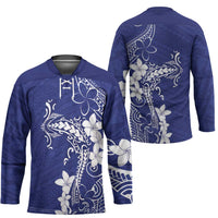Blue Hawaii Hockey Jersey Hammerhead Shark Tattoo Curve Polynesian LT14 - Polynesian Pride