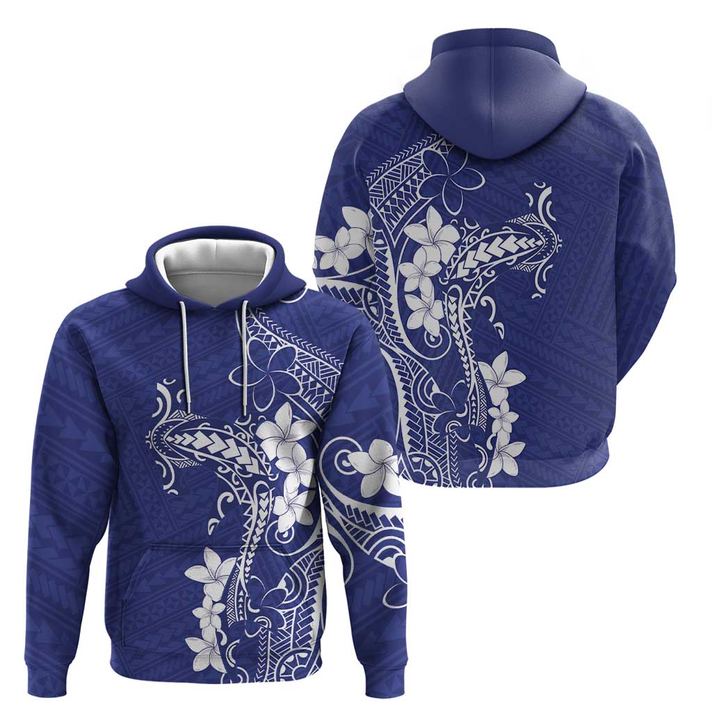 Blue Hawaii Hoodie Hammerhead Shark Tattoo Curve Polynesian - Polynesian Pride