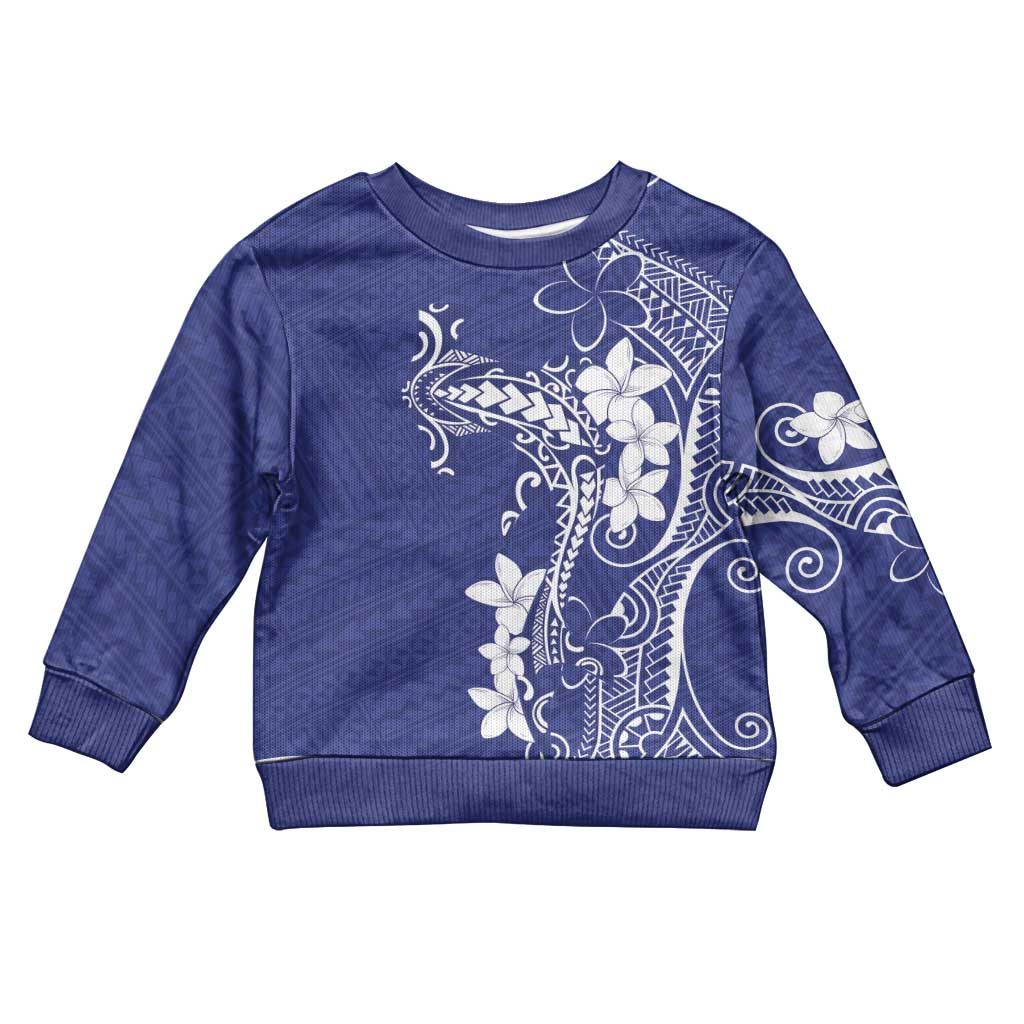 Blue Hawaii Kid Ugly Christmas Sweater Hammerhead Shark Tattoo Curve Polynesian - Polynesian Pride