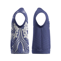 Blue Hawaii Christmas Knitted V-Neck Vest Hammerhead Shark Tattoo Curve Polynesian - Polynesian Pride