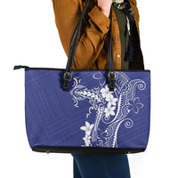 Blue Hawaii Leather Tote Bag Hammerhead Shark Tattoo Curve Polynesian LT14 - Polynesian Pride