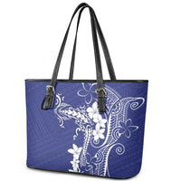 Blue Hawaii Leather Tote Bag Hammerhead Shark Tattoo Curve Polynesian LT14 - Polynesian Pride