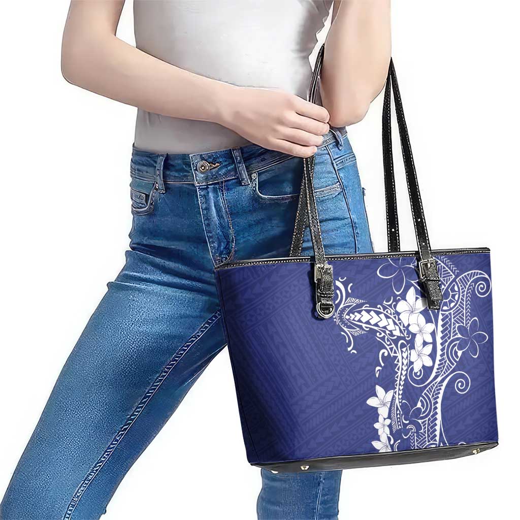 Blue Hawaii Leather Tote Bag Hammerhead Shark Tattoo Curve Polynesian LT14 - Polynesian Pride