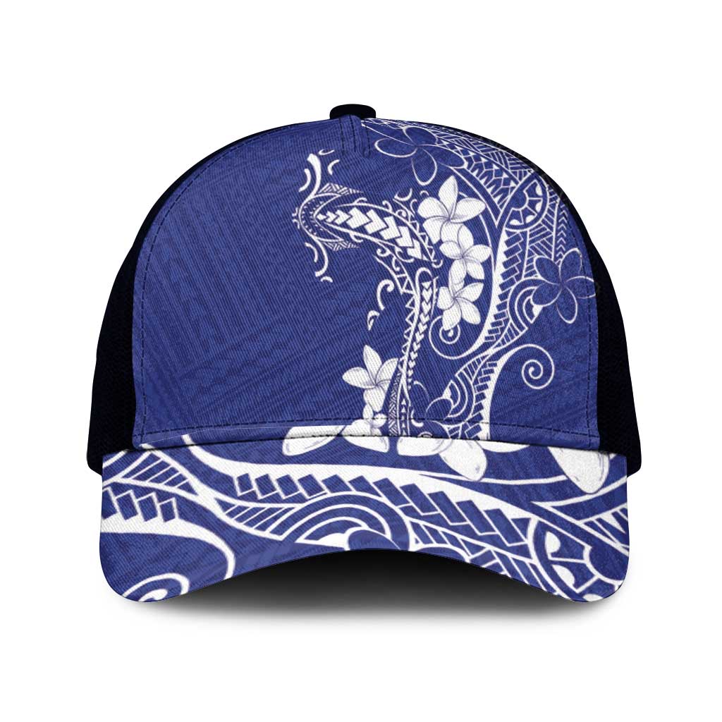 Blue Hawaii Mesh Trucker Cap Hammerhead Shark Tattoo Curve Polynesian - Polynesian Pride