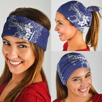 Blue Hawaii Neck Gaiter Hammerhead Shark Tattoo Curve Polynesian - Polynesian Pride