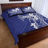 Blue Hawaii Quilt Bed Set Hammerhead Shark Tattoo Curve Polynesian - Polynesian Pride