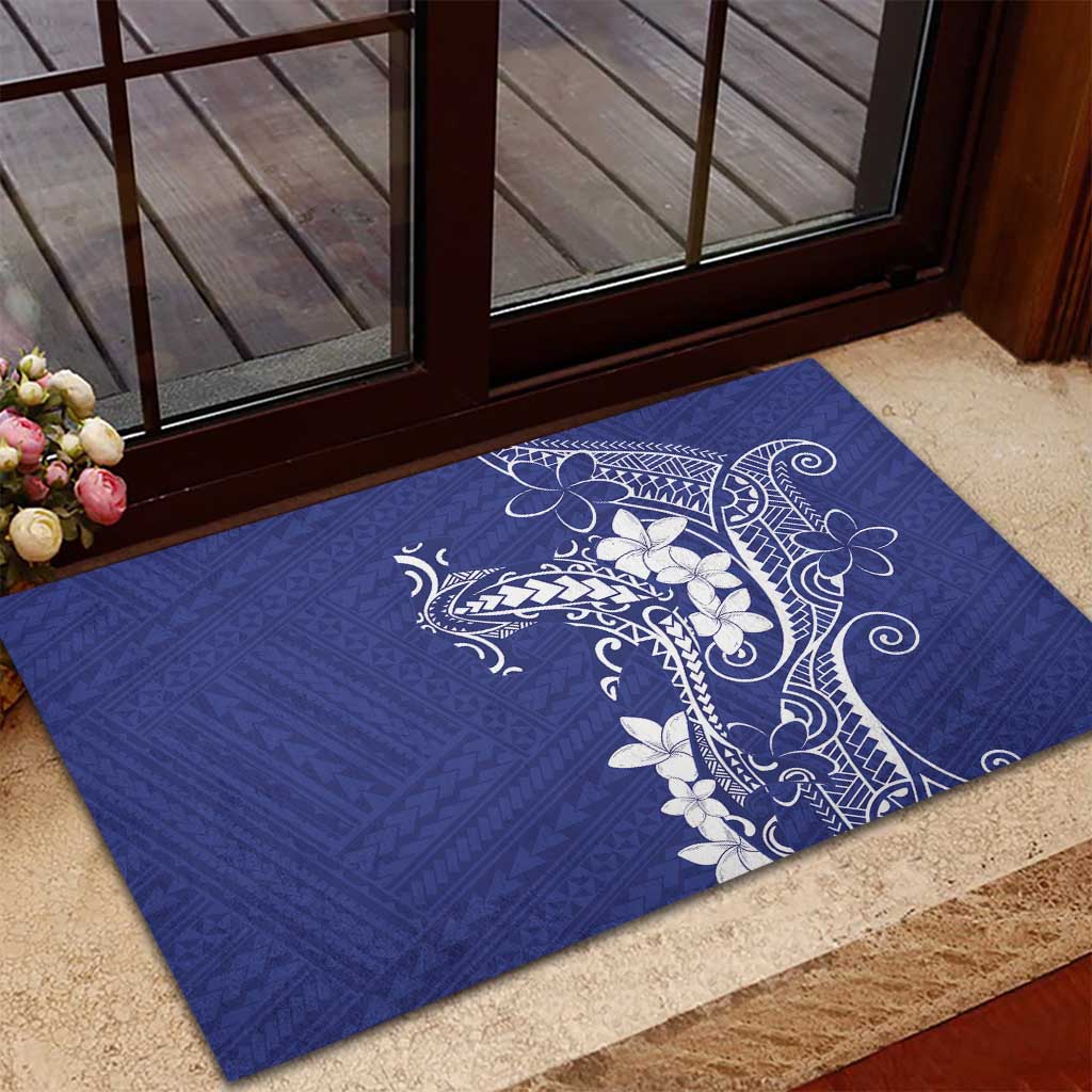 Blue Hawaii Rubber Doormat Hammerhead Shark Tattoo Curve Polynesian - Polynesian Pride