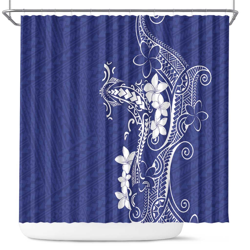 Blue Hawaii Shower Curtain Hammerhead Shark Tattoo Curve Polynesian LT14 Blue - Polynesian Pride
