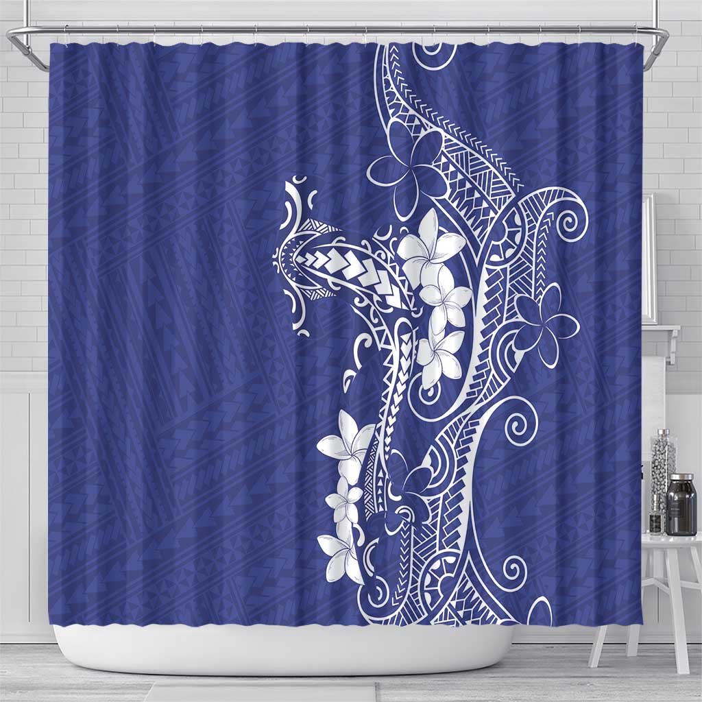 Blue Hawaii Shower Curtain Hammerhead Shark Tattoo Curve Polynesian LT14 - Polynesian Pride