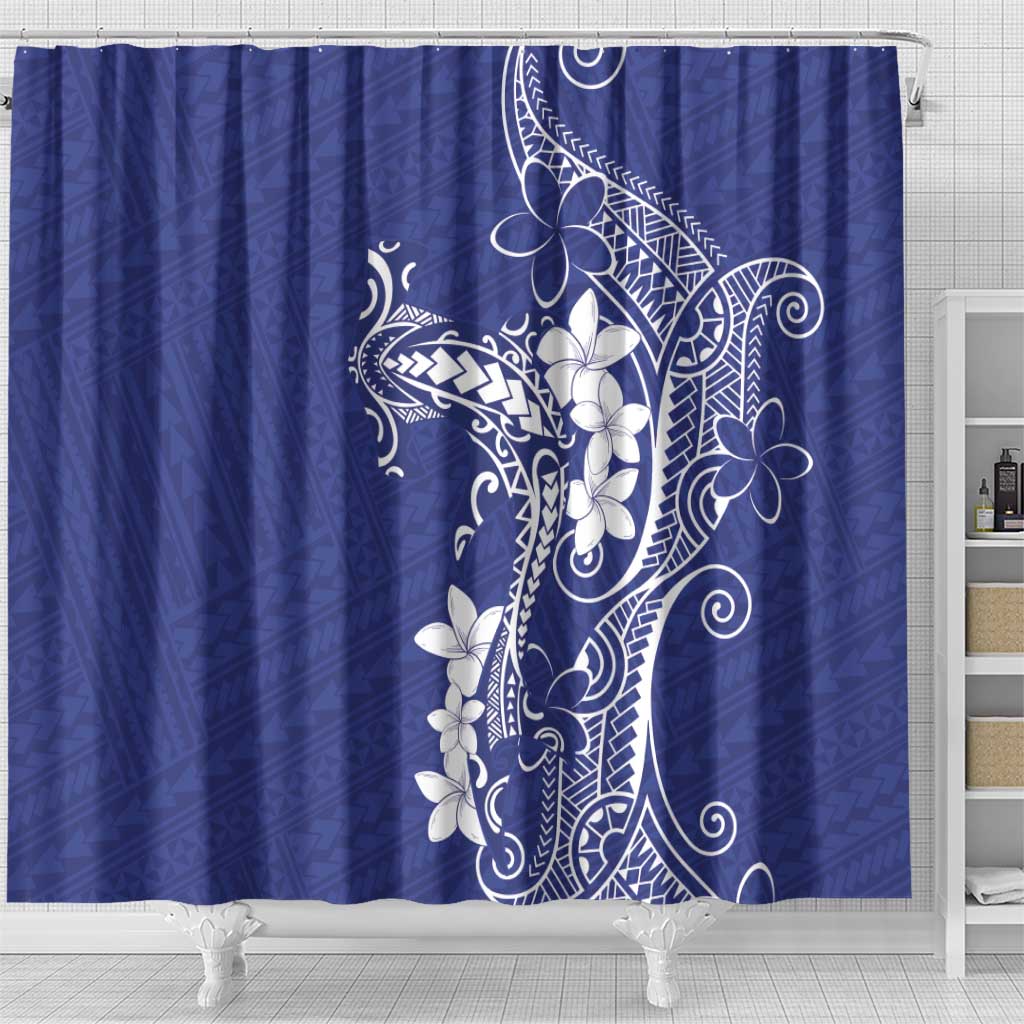Blue Hawaii Shower Curtain Hammerhead Shark Tattoo Curve Polynesian LT14 - Polynesian Pride