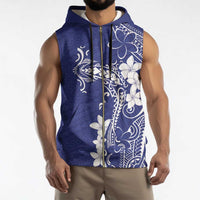 Blue Hawaii Sleeveless Zip Hoodie Hammerhead Shark Tattoo Curve Polynesian - Polynesian Pride